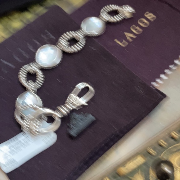 Lagos Caviar Sterling Mother Of Pearl Link Bracelet - Picture 4 of 4